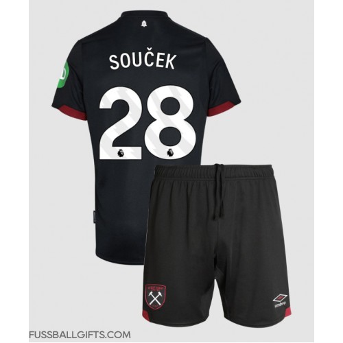 West Ham United Tomas Soucek #28 Fußballbekleidung Auswärtstrikot Kinder 2024-25 Kurzarm (+ kurze hosen)